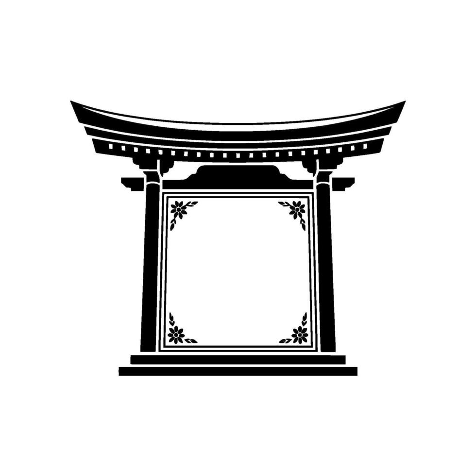 Minimalist Japanese Torii Gateway Illustration vector