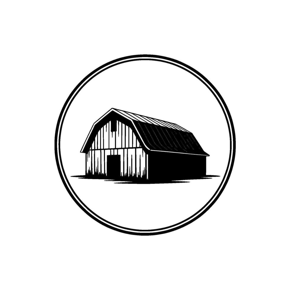 Rustic Barn Silhouette, Vintage Farm Charm vector