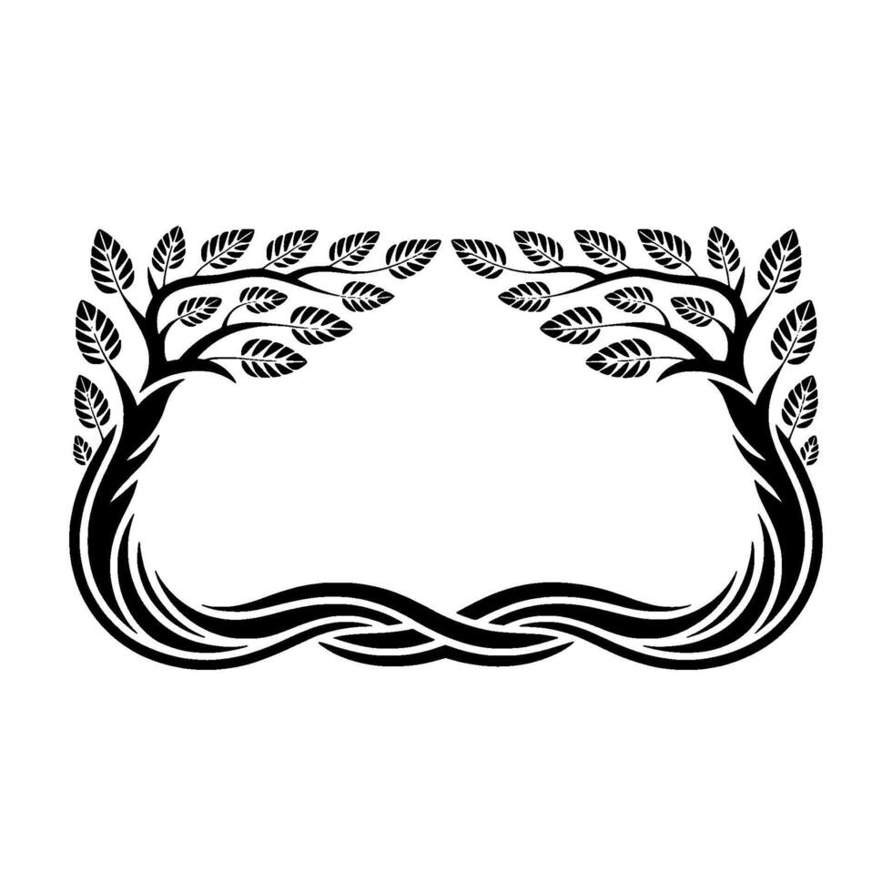 Elegant Branch Frame, Celtic Knot Border, Natural Growth vector