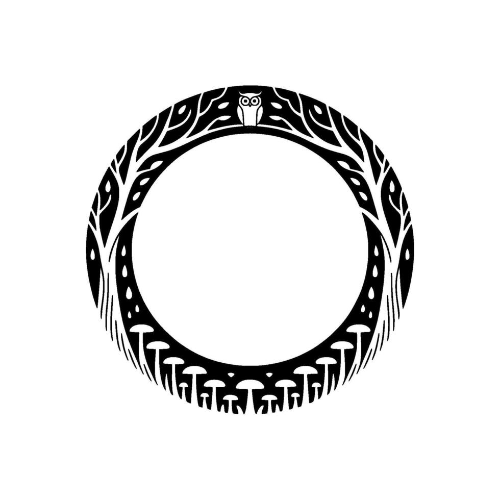 Tribal Owl Emblem, Circular, Mystical Symbol vector