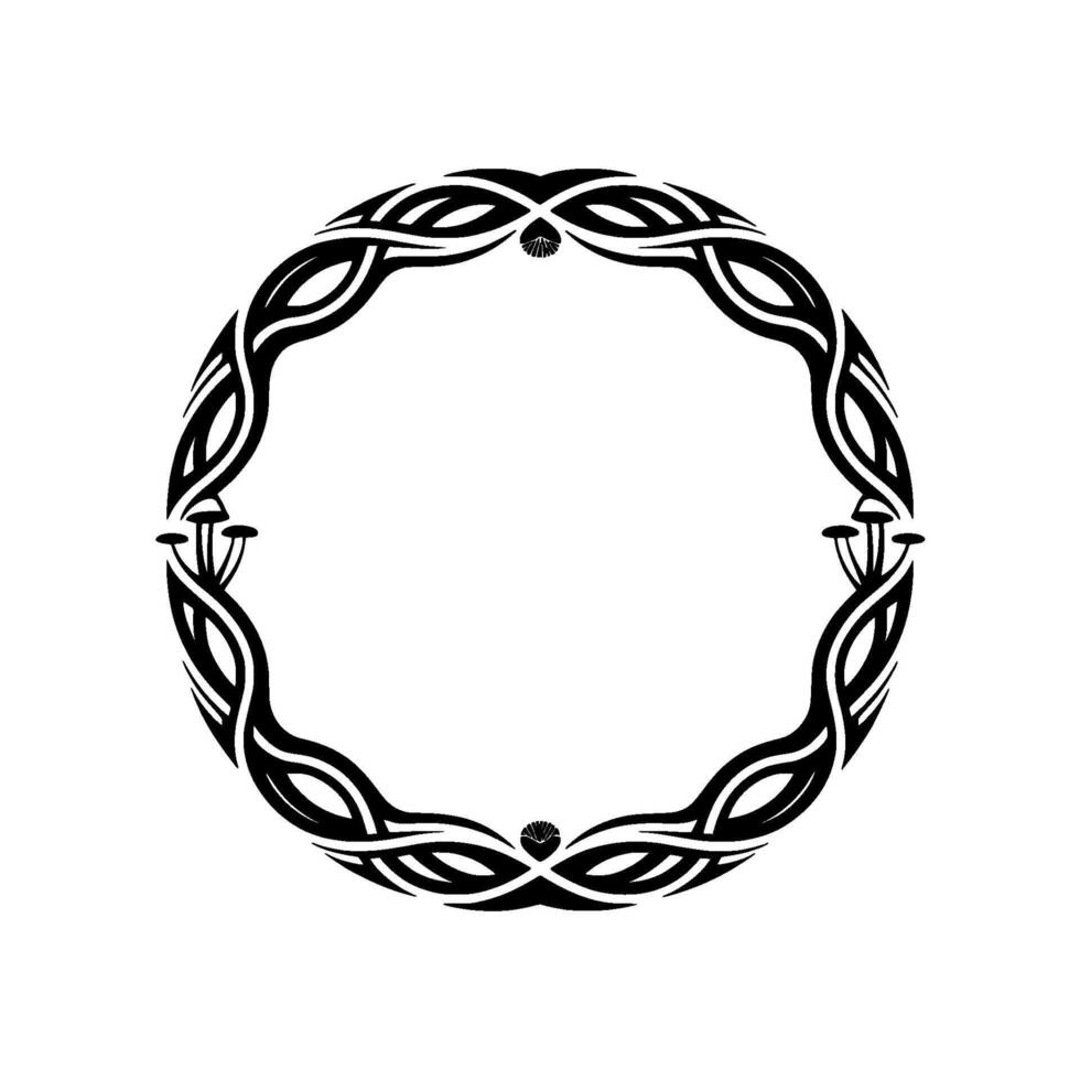 Tribal Circle Frame, Intricate Black, Minimalist Background vector