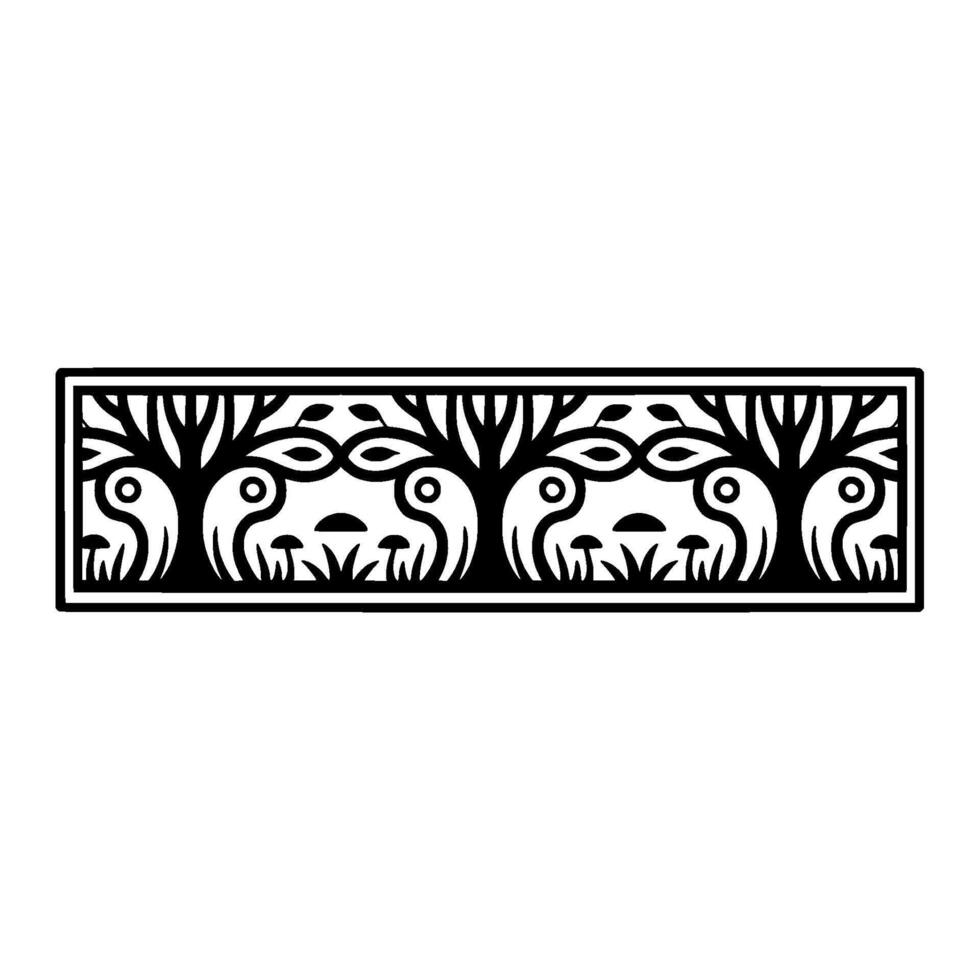 Stylized Forest Border, Geometric, Black and White vector