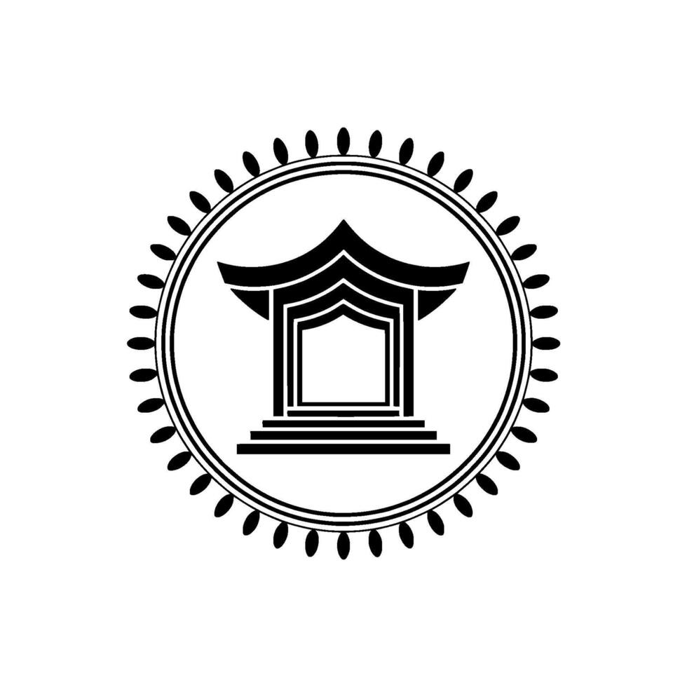 Minimalist Temple Emblem, Serene Symbol of Tradition vector