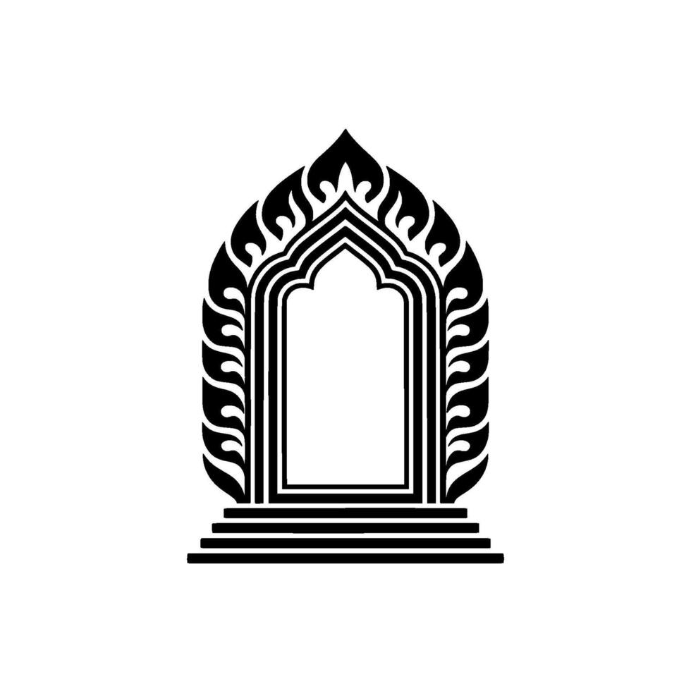 Intricate Thai Arch Silhouette, Minimalist, Archway vector