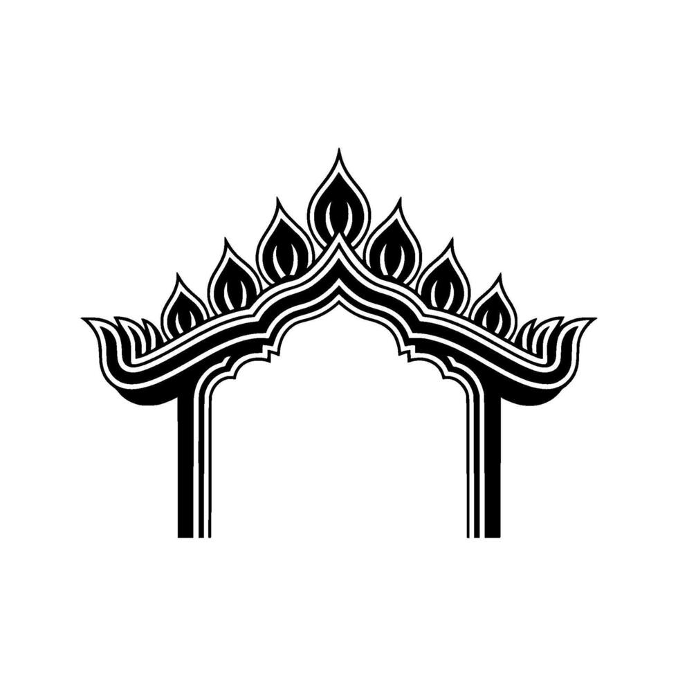 Intricate Thai Arch Silhouette, Minimalist vector