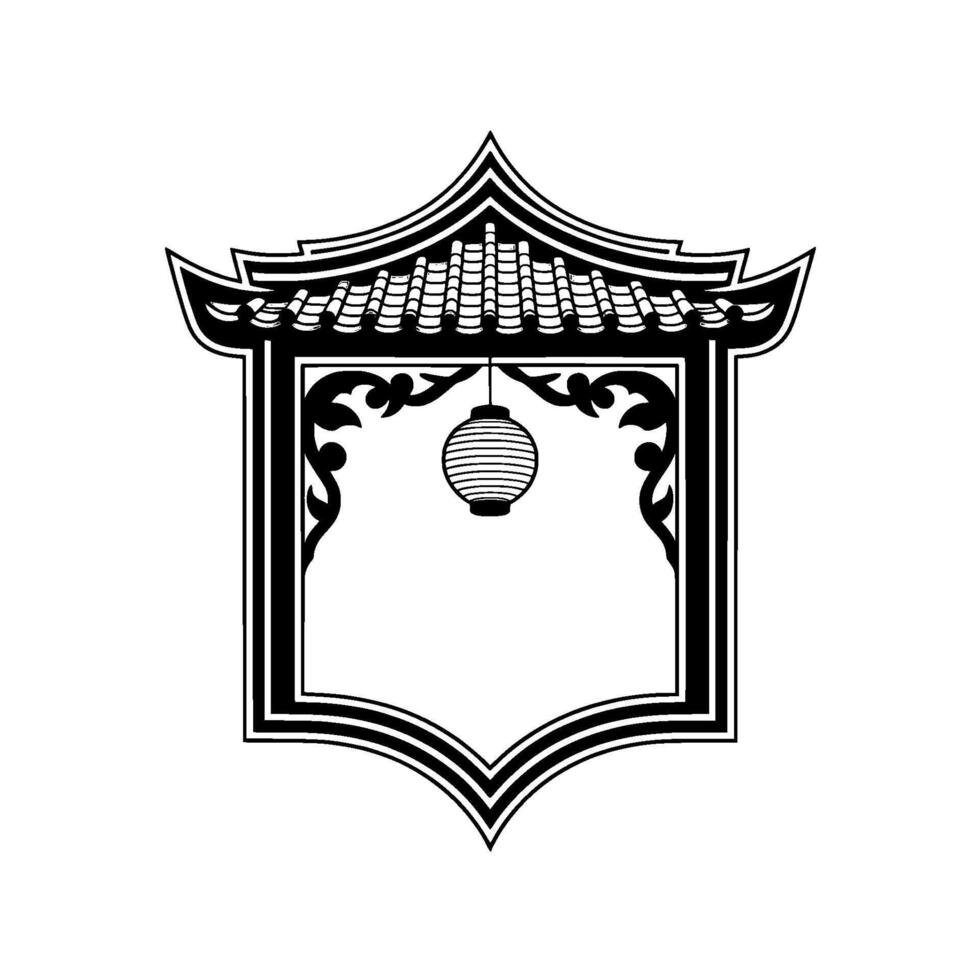 Asian Lantern Emblem, Traditional, Minimalist vector