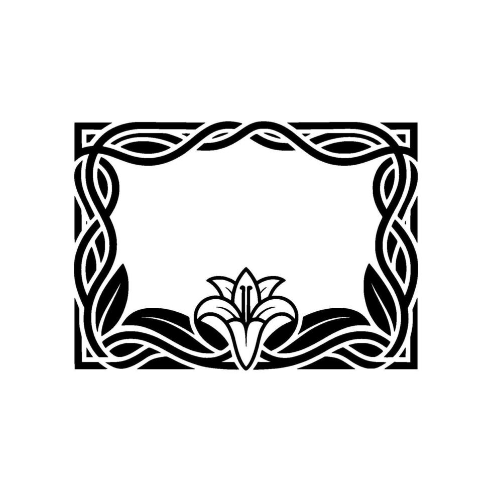 Elegant Celtic Lily Frame, Vintage vector