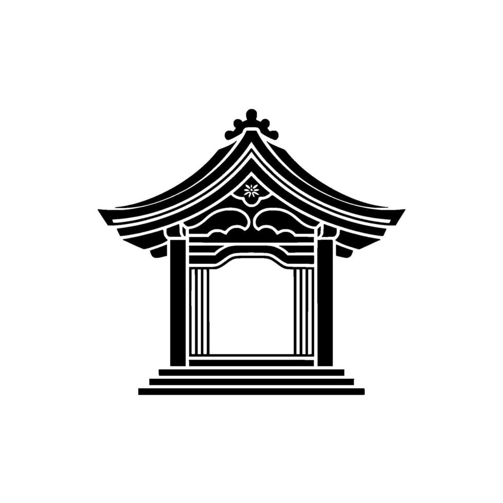 Minimalist Japanese Pagoda Emblem, Serene Gateway vector
