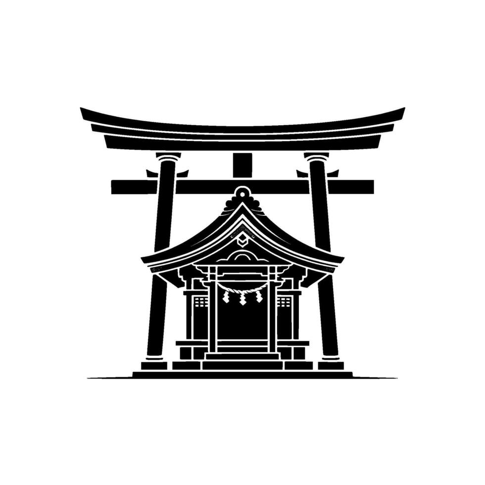 Serene Torii Gate Minimalist Japanese Temple vector