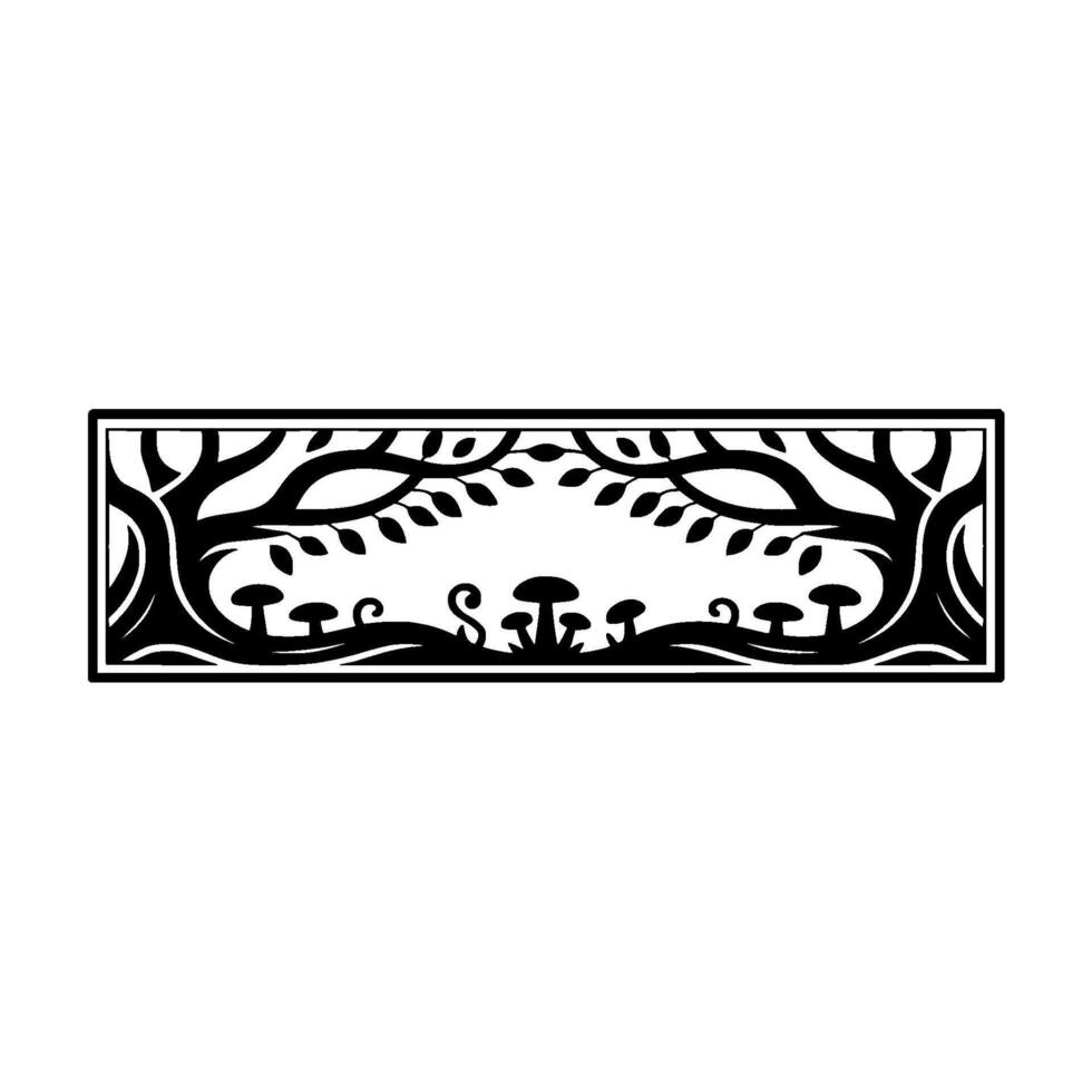 Enchanted Forest Border, Stylized Woodland Illustration - Mushrooms vector