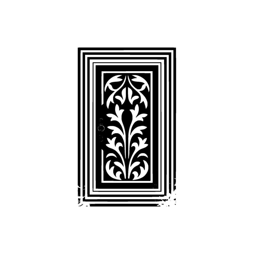 Intricate Black White Door Motif, Vintage Elegance vector