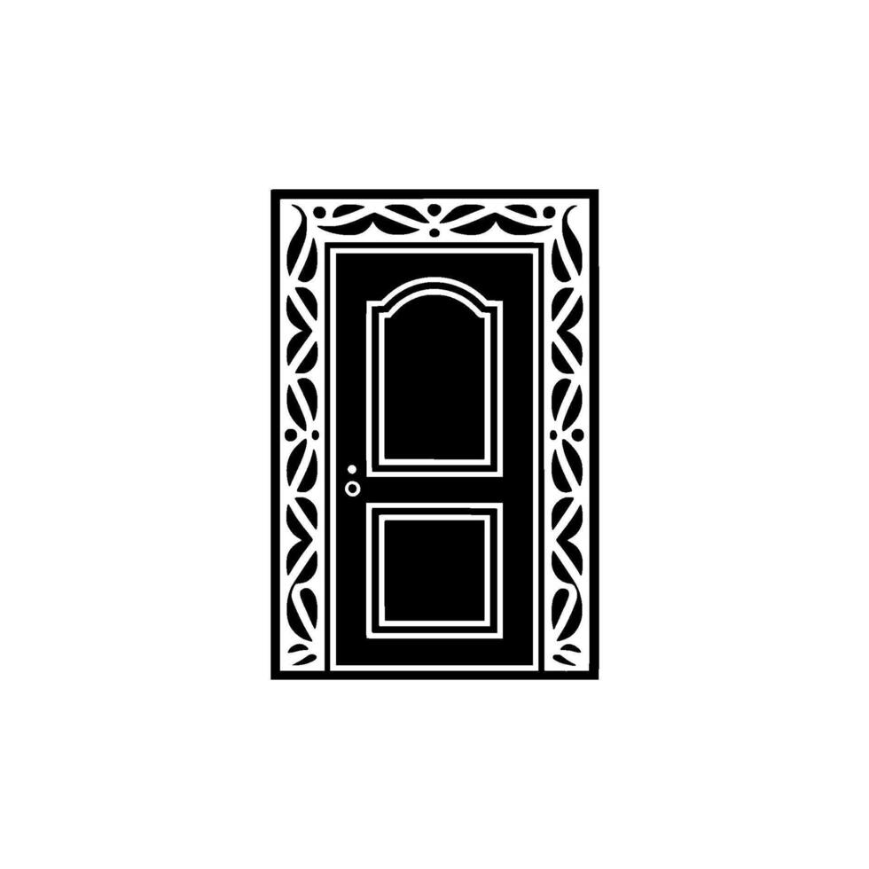 Ornate Black Door, Vintage Portal, Symbolic Entrance vector