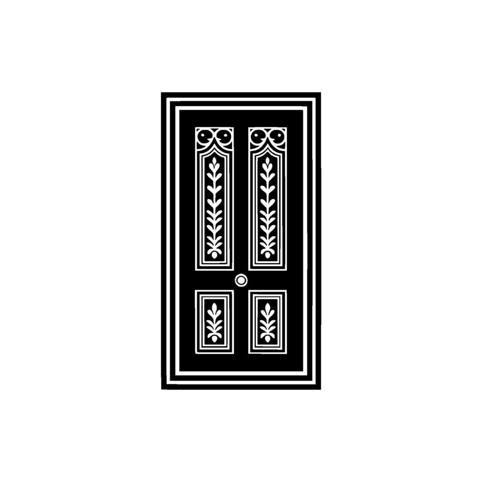Ornate Black Door, Vintage Elegance vector