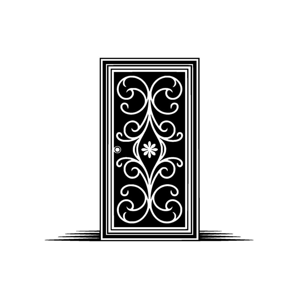 Elegant Black White Doorway, Intricate Ornamentation vector
