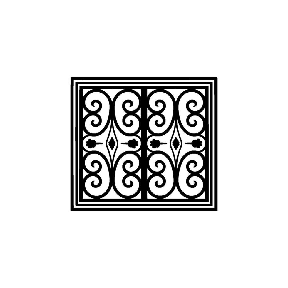 Intricate Black Ornamental Square Motif, Vintage vector