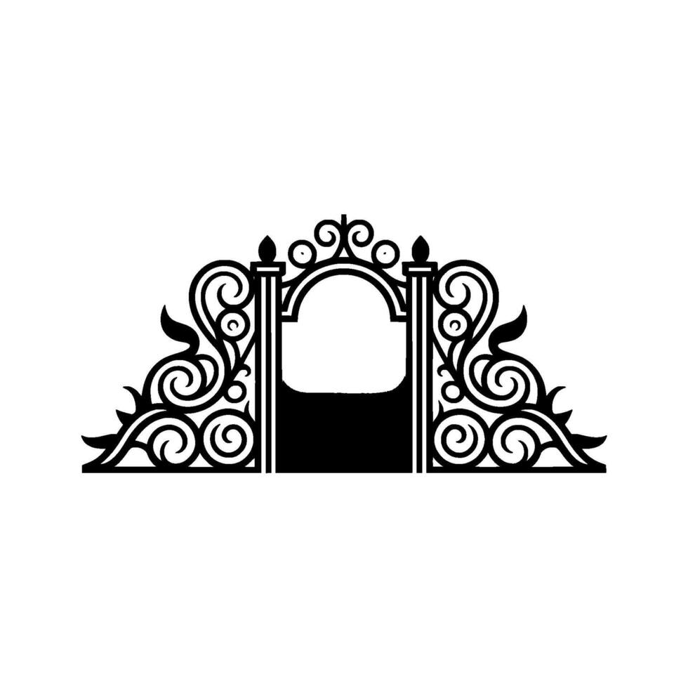 Ornate Black Archway, Ethereal Transition, Decorative Portal vector