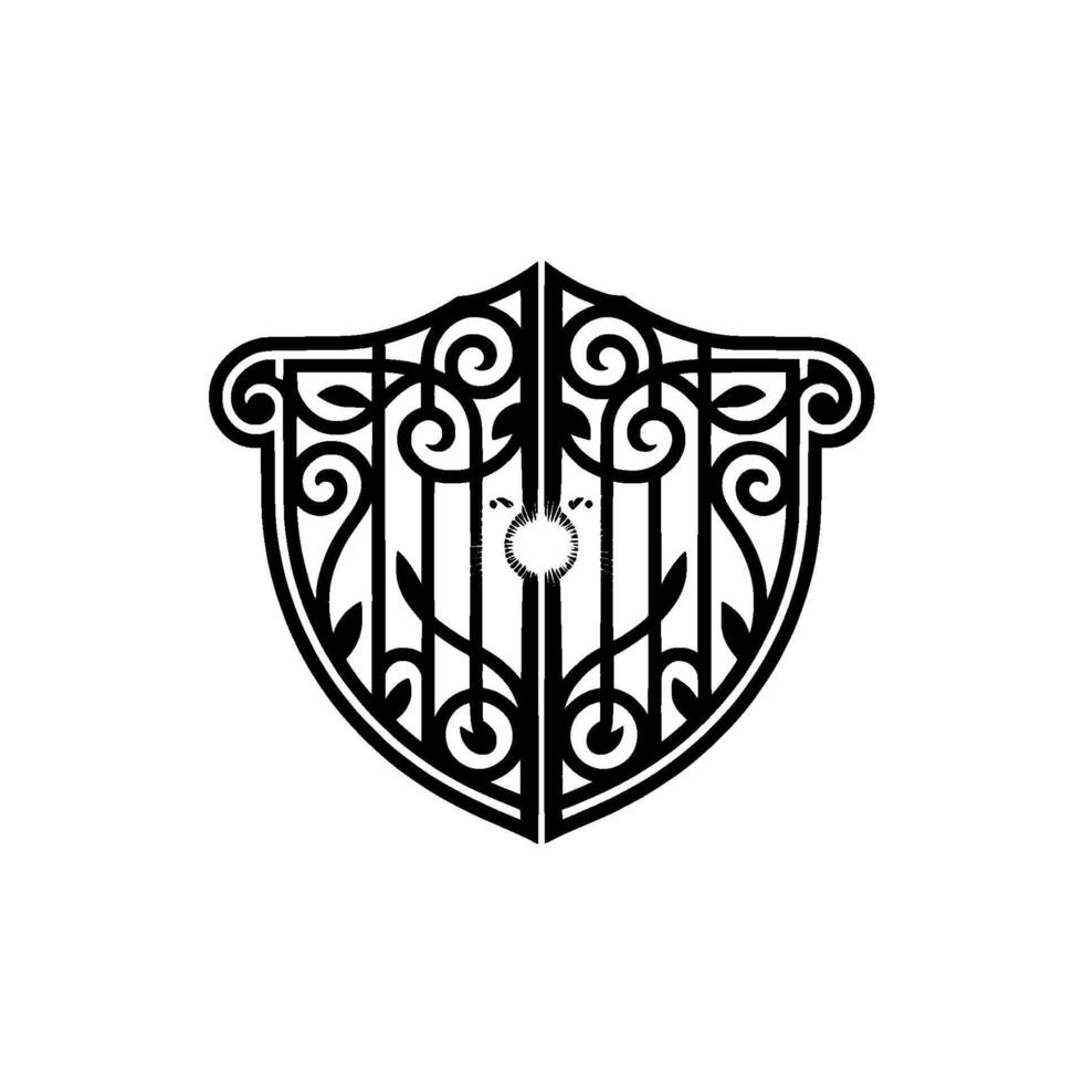 Intricate Shield Emblem, Vintage Style, Illuminated Portal vector