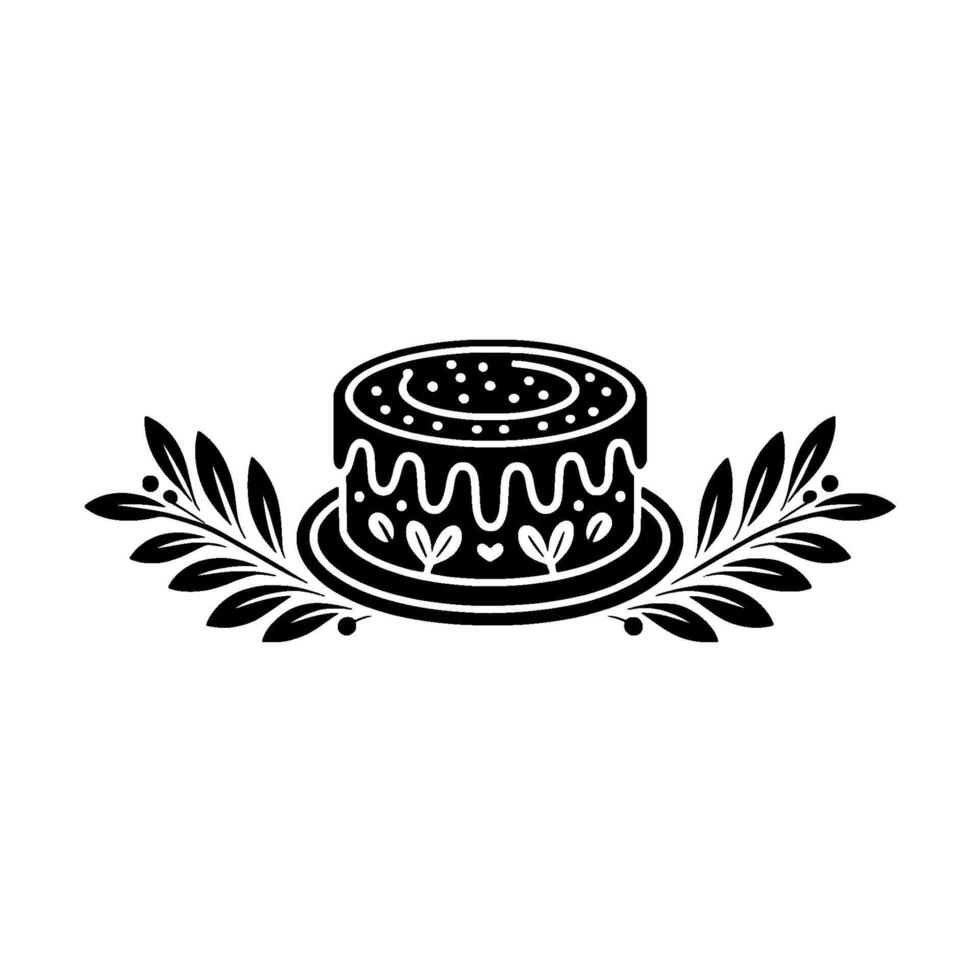 Elegant Cake Illustration, Vintage Style, Celebration vector