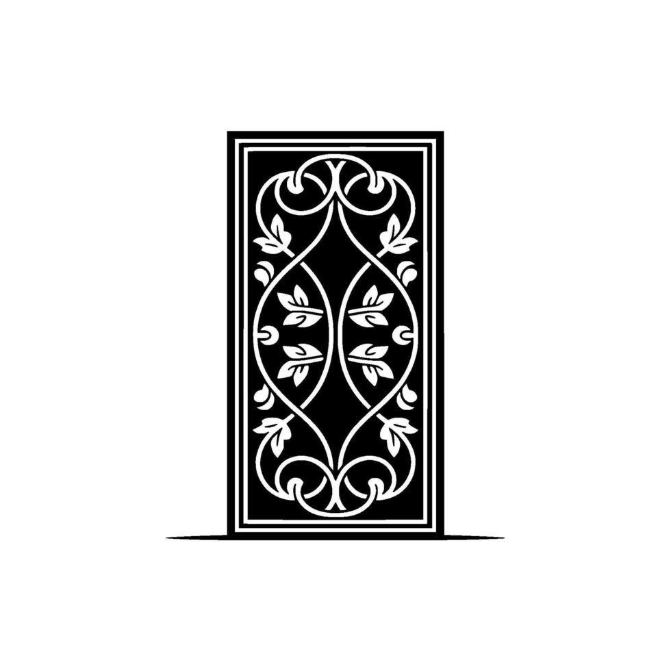 Intricate Black White Floral Panel, Elegant vector
