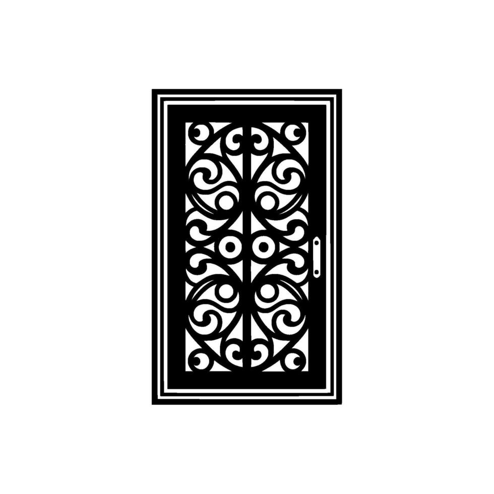 Intricate Black Door, Ornamental, Modern Minimalism vector