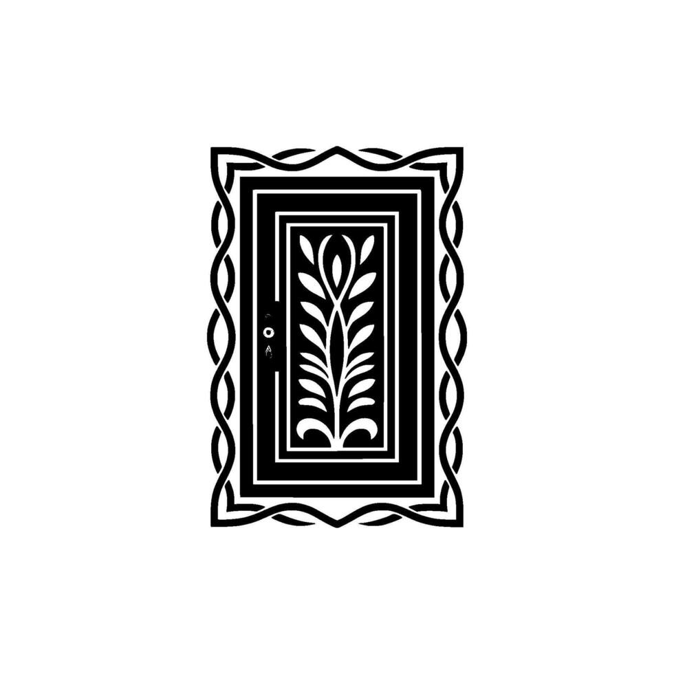 Intricate Black Frame, Botanical Motif, Vintage vector