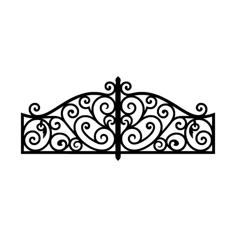 Intricate Black Iron Gate Ornament, Vintage Elegance vector