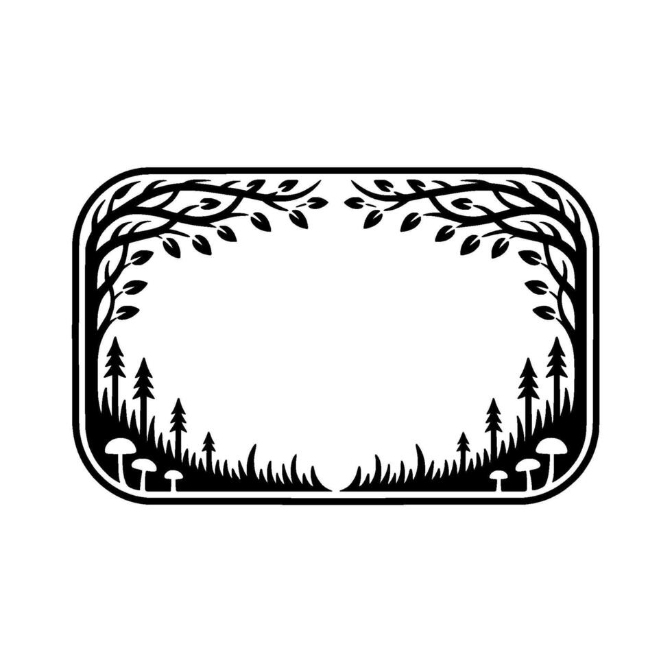 Stylized Forest Border, Vintage Illustration, Natural Frame vector
