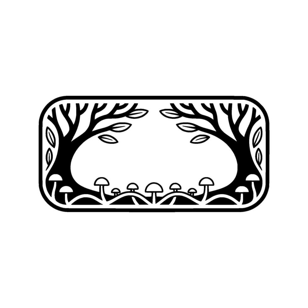 Enchanted Forest Border, Minimalist Illustration vector