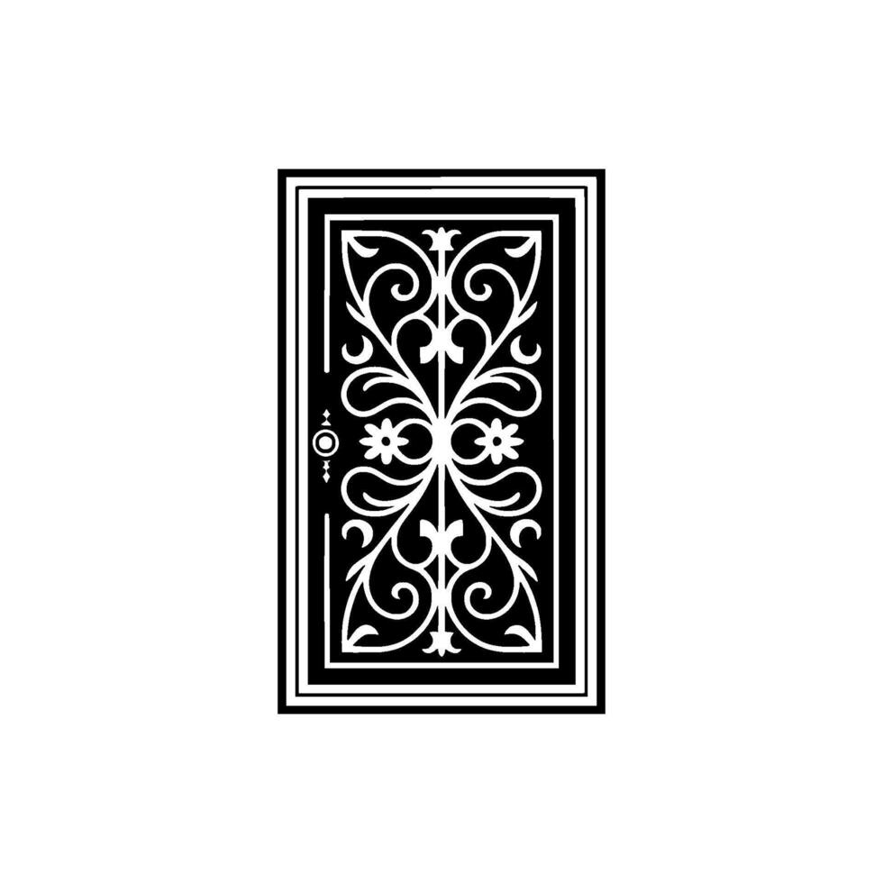 Intricate Black White Door Ornament, Baroque Elegance vector