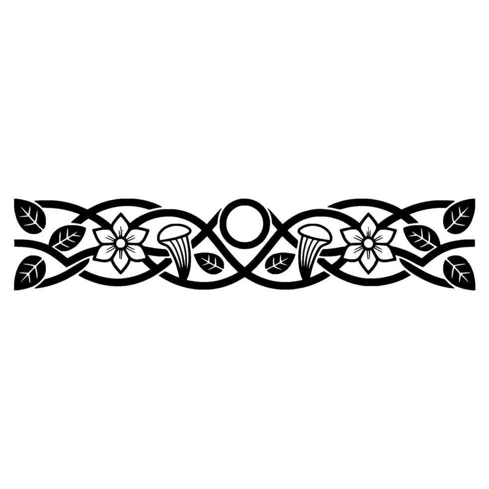 Intricate Celtic Border, Floral Mushroom Motif vector