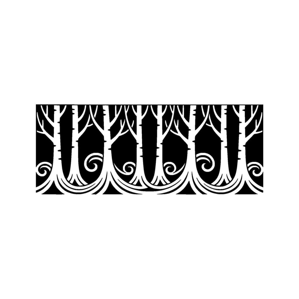 Stylized Birch Tree Border, Vintage Illustration vector