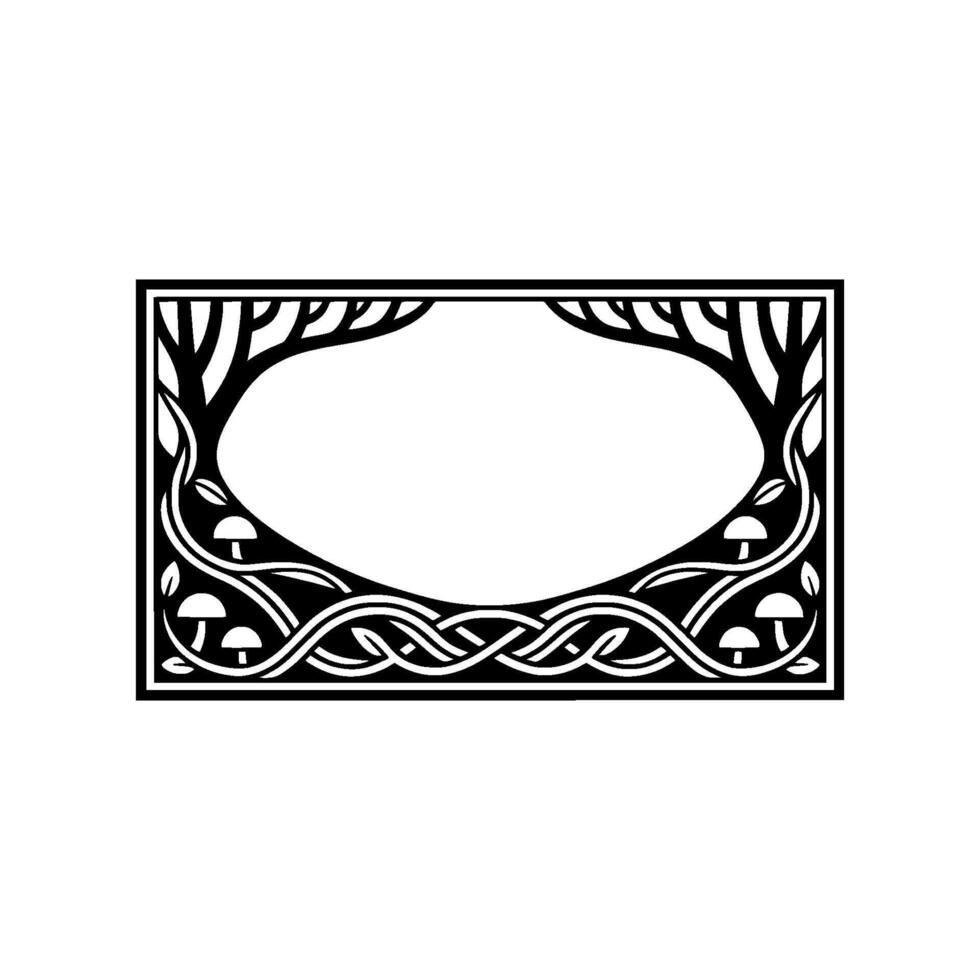 Ornate Botanical Frame, Mystical Woodland vector