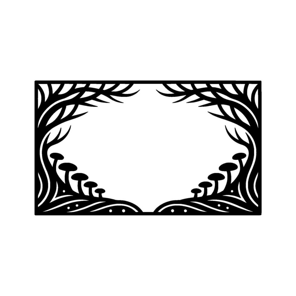 Stylized Forest Frame, Intricate Black Cutout vector