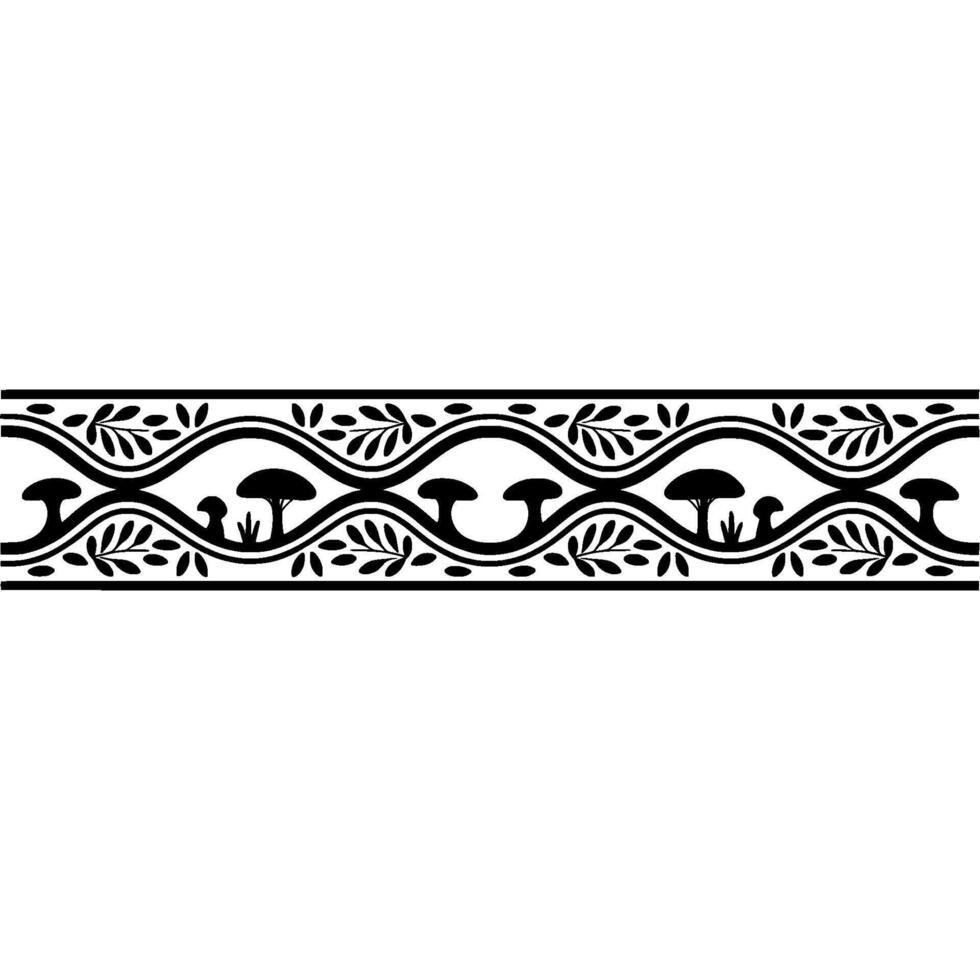 Stylized Mushroom Leaf Border, Vintage Decorative Element vector