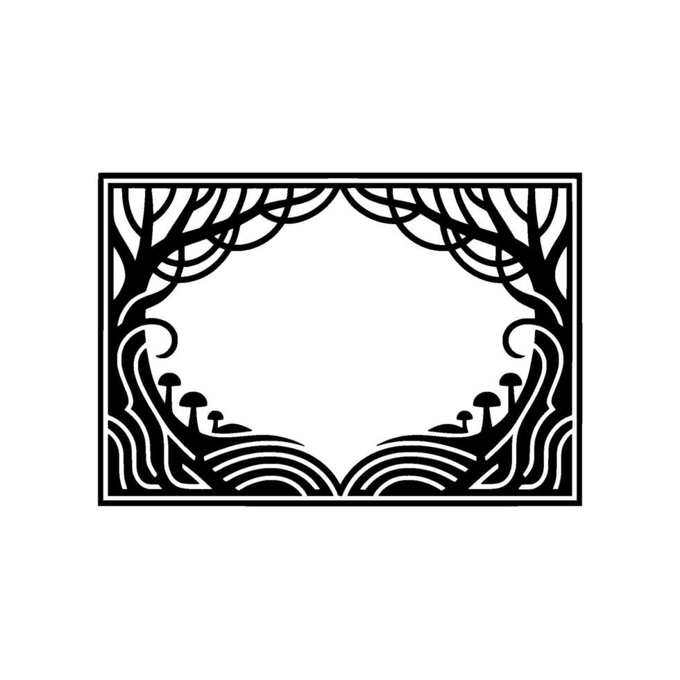 Stylized Forest Frame, Art Nouveau Inspiration vector