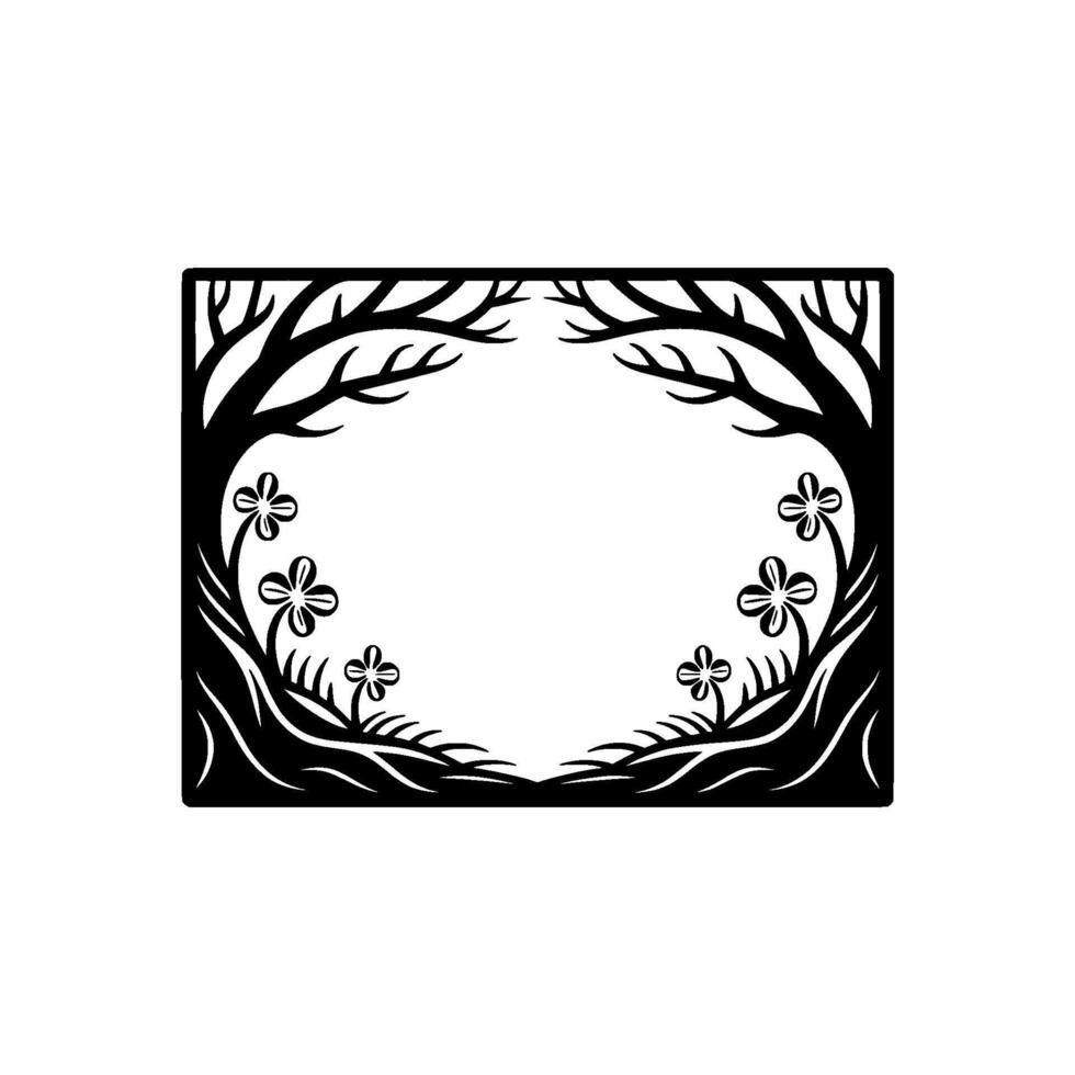 Elegant Blackwood Frame, Botanical Silhouette, Minimalist vector
