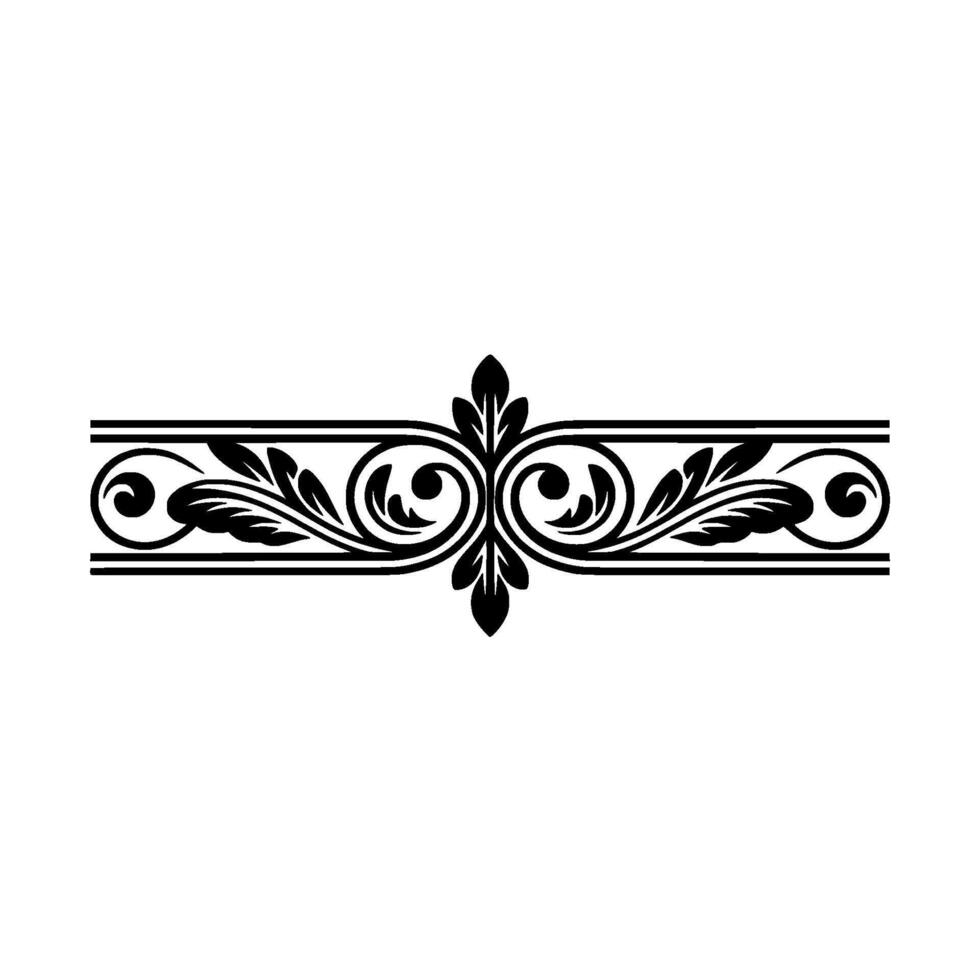 Elegant Black Floral Border, Vintage Element, - Ornament, Line vector