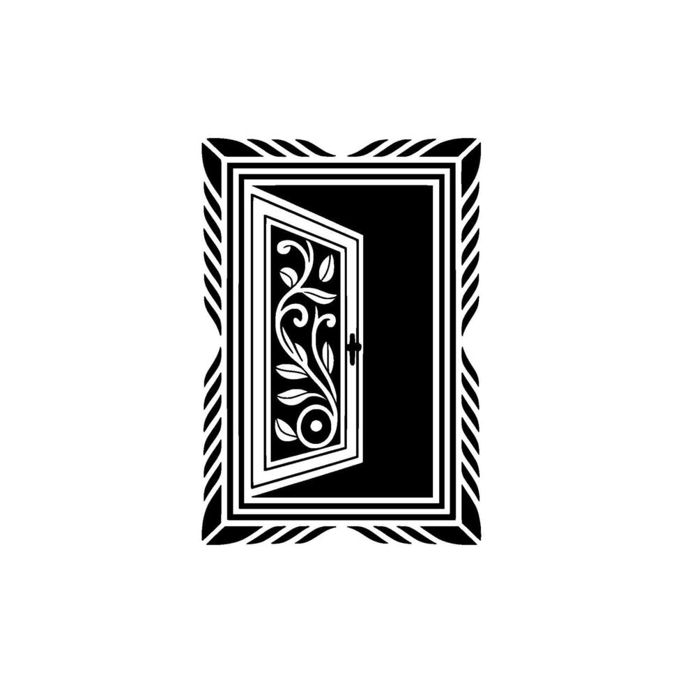 Ornate Doorway, Hidden Passage, Vintage Illustration vector
