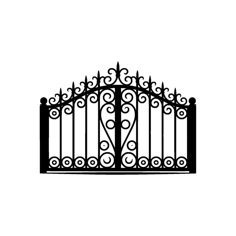 Intricate Black Gate, Elegant Silhouette, Vintage, Ironwork vector