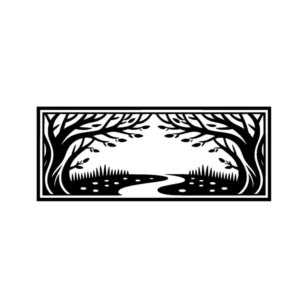 Serene Woodland Silhouette, Minimalist Landscape vector