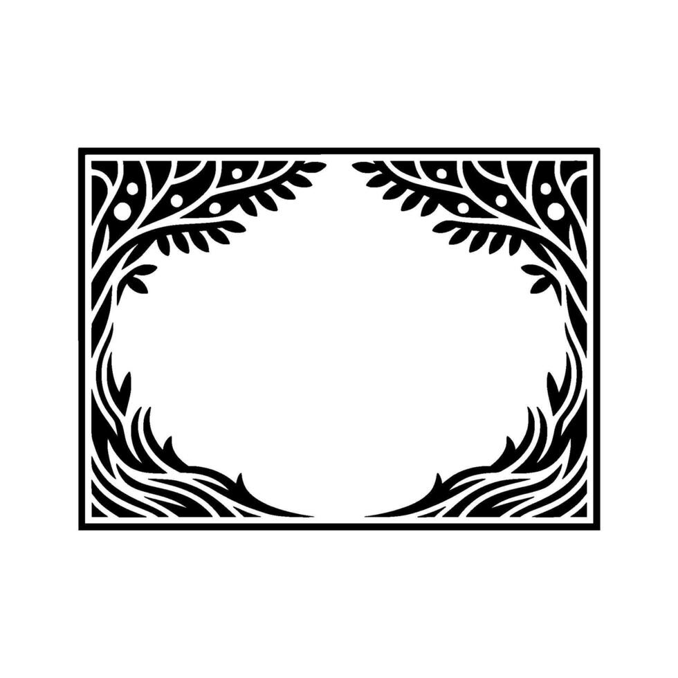 Art Deco Botanical Frame, Elegant Border - Decorative vector