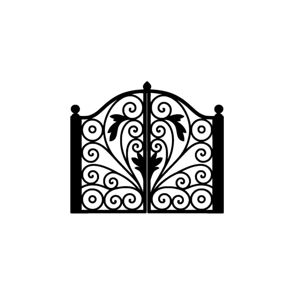 Intricate Black Iron Gate, Elegant Floral vector