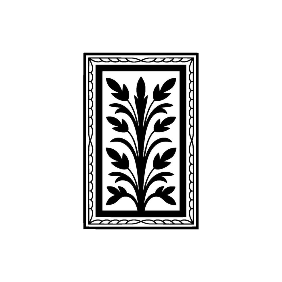 Stylized Black Foliage Emblem, Geometric vector