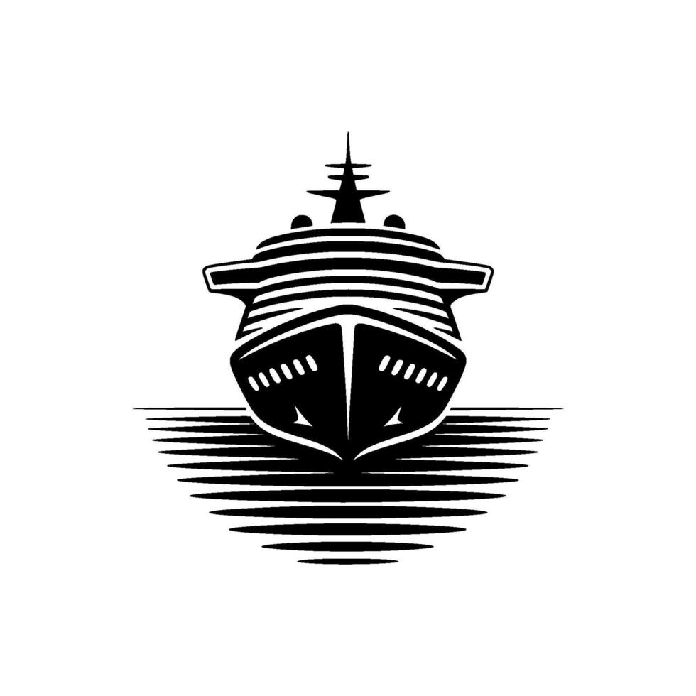 Nautical Silhouette Cruise Ship Emblem, Minimalist vector