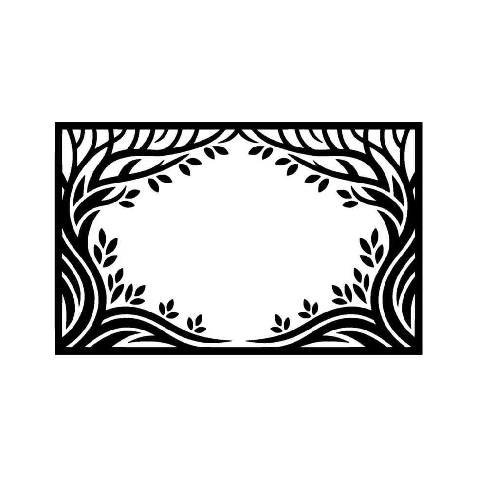 Stylized Tree Frame, Minimalist Botanical Border vector