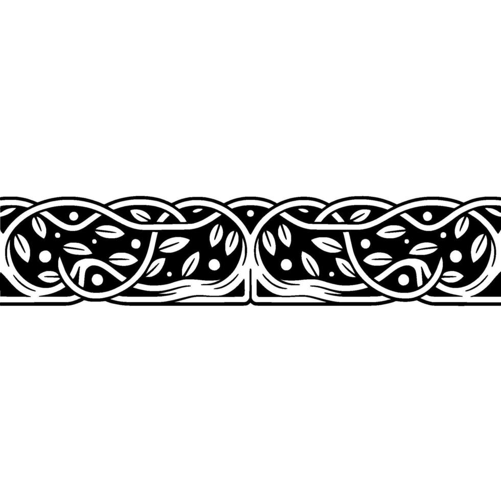 Intricate Celtic Border, Stylized Leaf Pattern, Foliage vector