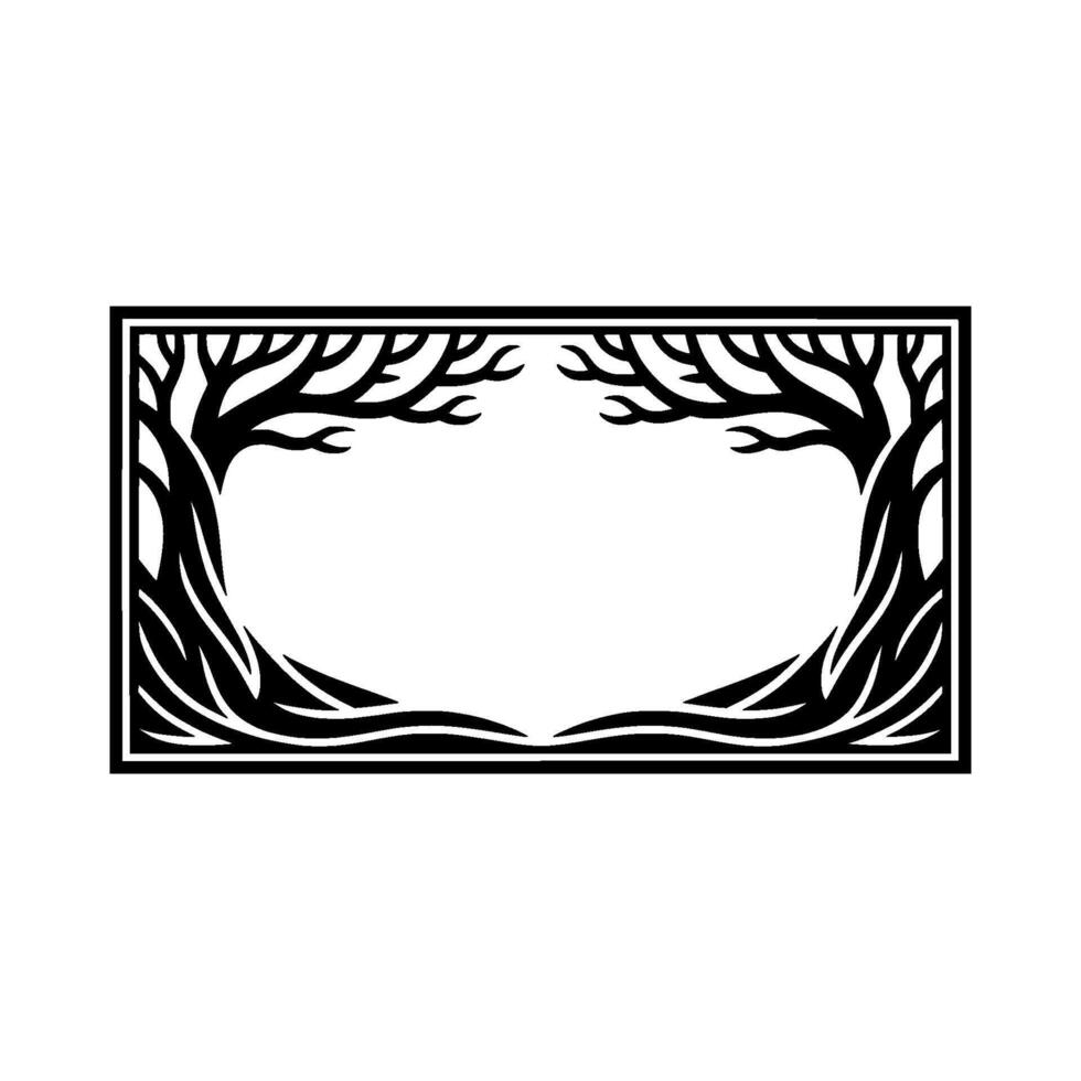 Blackwood Frame Stylized Tree Border, Minimalist vector