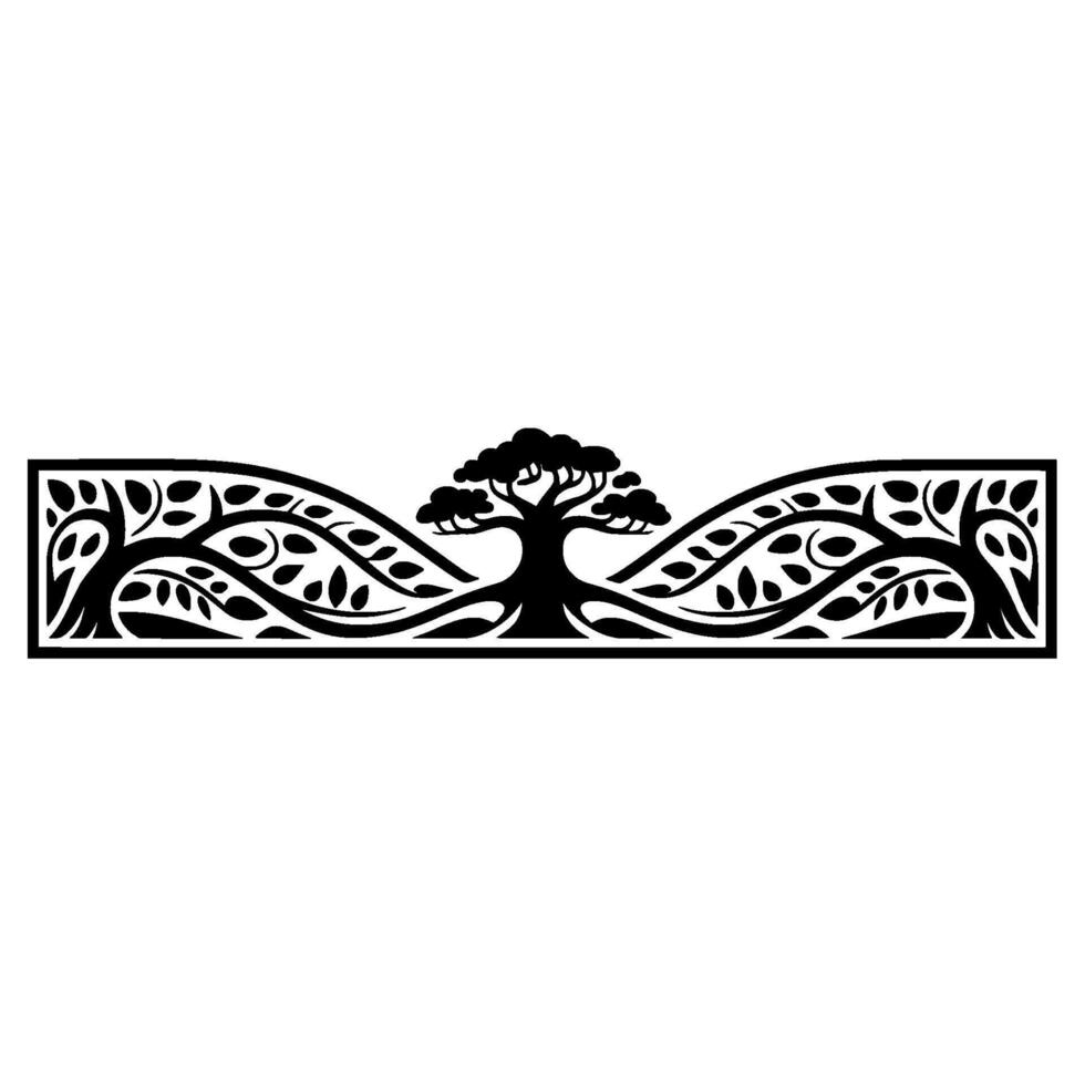 Stylized Tree Border, Organic, Minimalist Emblem vector