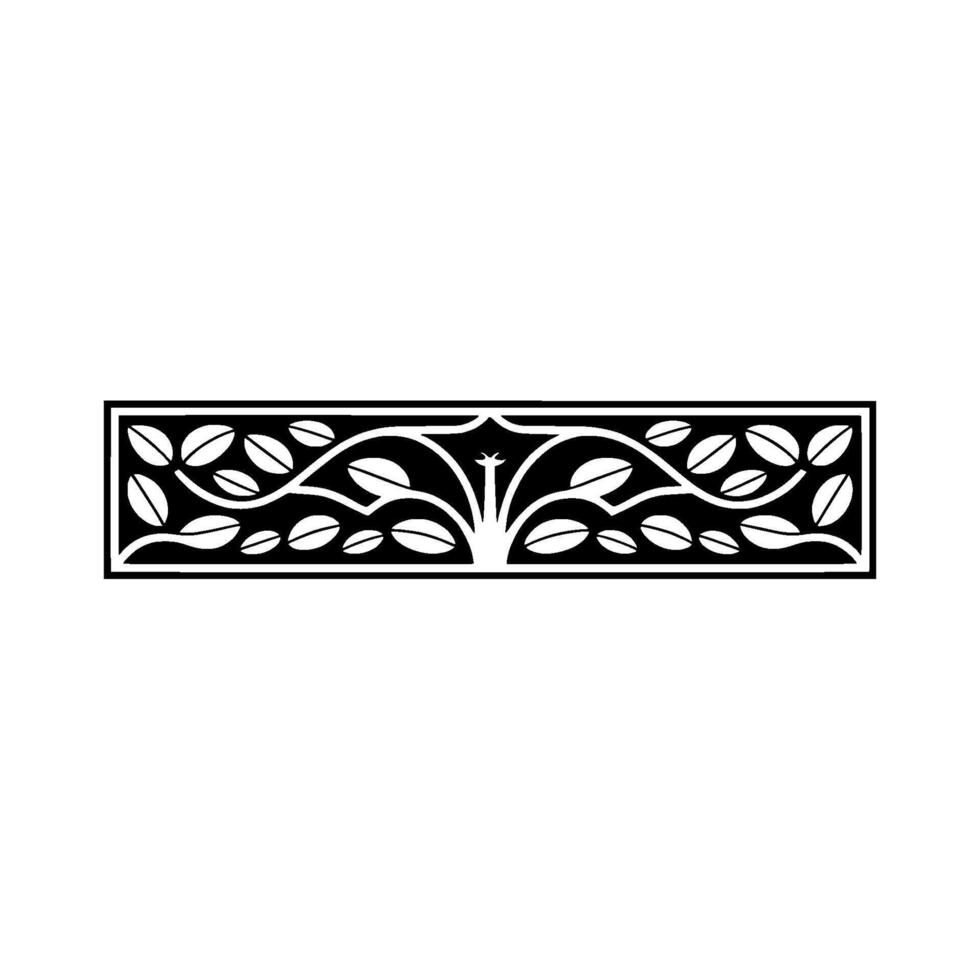 Elegant Botanical Border, Art Deco Style, Geometric vector