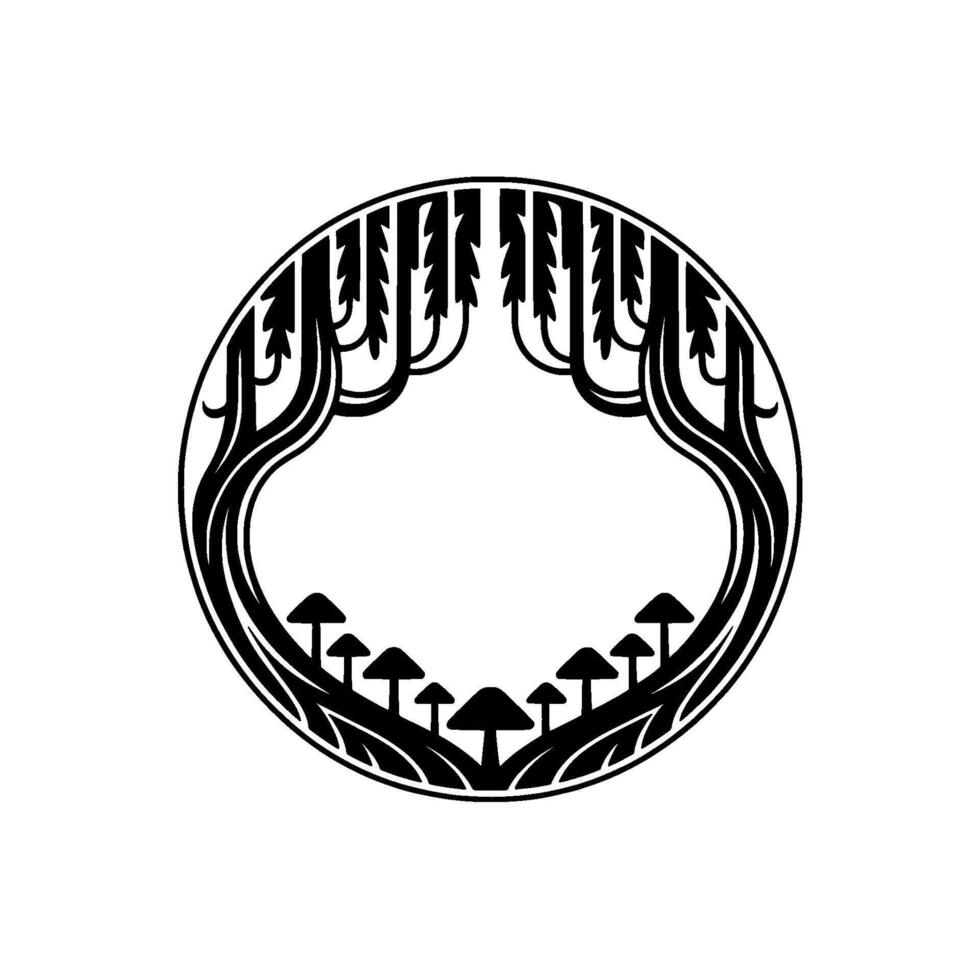 Art Nouveau Forest Emblem, Circular, Mystical, Organic vector